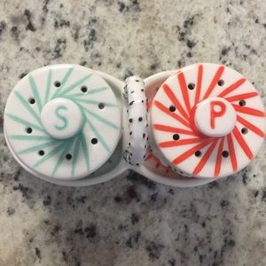Anthropologie Salt & Pepper Set With Holder